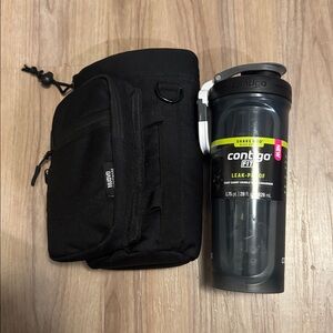 Contigo Fit Gray Water Bottle with Black Pouch with strap